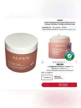 Alpyn Beauty Super Peptide Barrier Repair Cream 1.7 oz. New w/o box